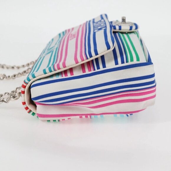 CHANEL Chain Shoulder Bag Canvas White Multicolor CC Auth 117109AM - Picture 6 of 16